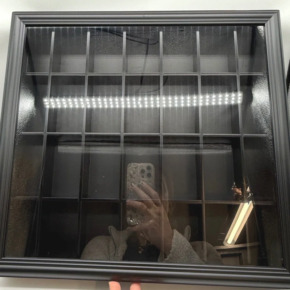 Gallery Solutions Black Shot Glass Display Case Wall Decor 28 Compartments